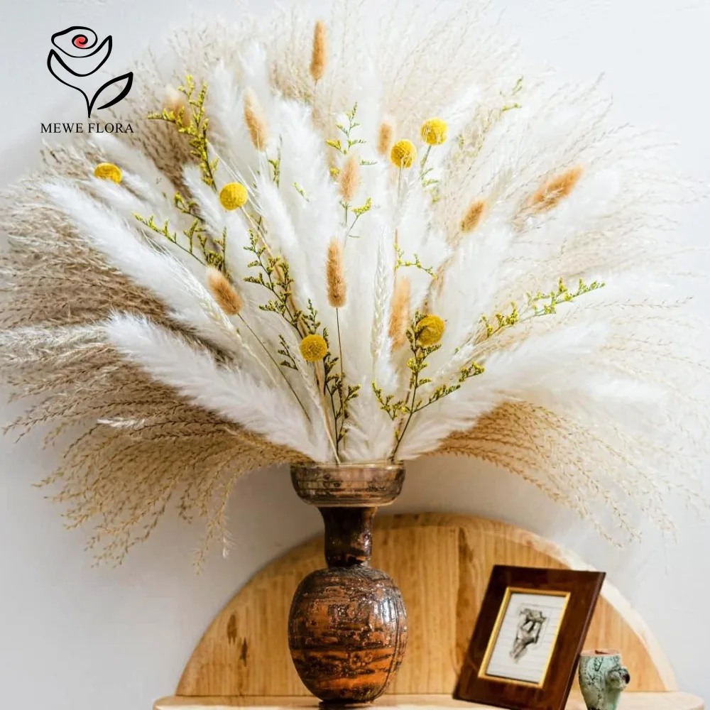 Dried Pampas Bundle - ช่อดอกแพมพัส 90 ชิ้น สไตล์นอร์ดิก ตกแต่งบ้าน ห้องนั่งเล่น