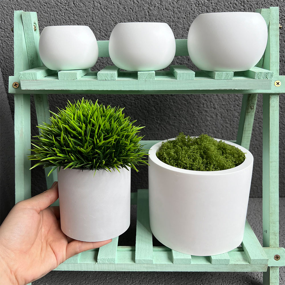 Terrazzo Pot Cement - แม่พิมพ์ซิลิโคนสำหรับใส่ปากกาทำจากดินปั้นทรงกลมทำจากดินเผาสี่เหลี่ยมแม่พิมพ์ทำจากคอนกรีตกระถางต้นไม้ทำจากซีเมนต์สำหรับกระถางต้นไม้กลางแจ้ง