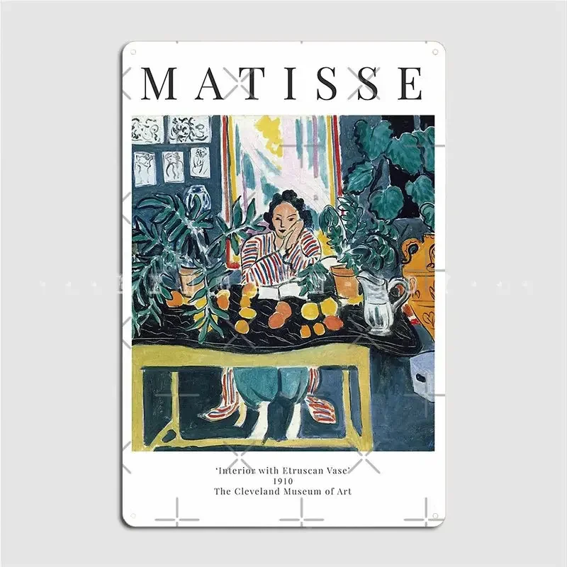 Interior Design Exhibition - Henri Matisse ภายใน Etruscan แจกันนิทรรศการแผ่นโลหะโปสเตอร์ภาพจิตรกรรมฝาผนังห้องครัวการออกแบบแผ่นป้ายดีบุกโปสเตอร์