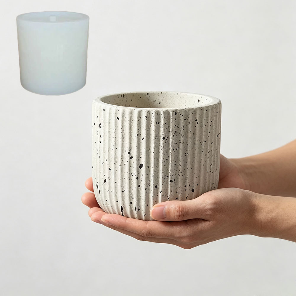 Terrazzo Pot Cement - แม่พิมพ์ซิลิโคนสำหรับทำกระถางปูนซีเมนต์ลายเทอร์ราซโซแบบมินิมอล สำหรับปลูกไม้อวบน้ำ ตกแต่งบ้าน