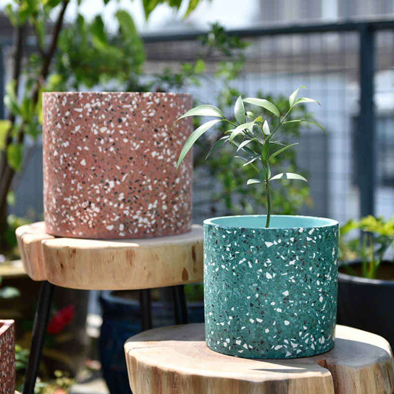 Terrazzo Pot Cement - ดอกไม้ขนาดใหญ่หม้อซิลิโคนแม่พิมพ์สวนเครื่องประดับ Terrazzo Planters แม่พิมพ์ซีเมนต์ DIY พืชคอนกรีตหม้อเครื่องมือหล่อ