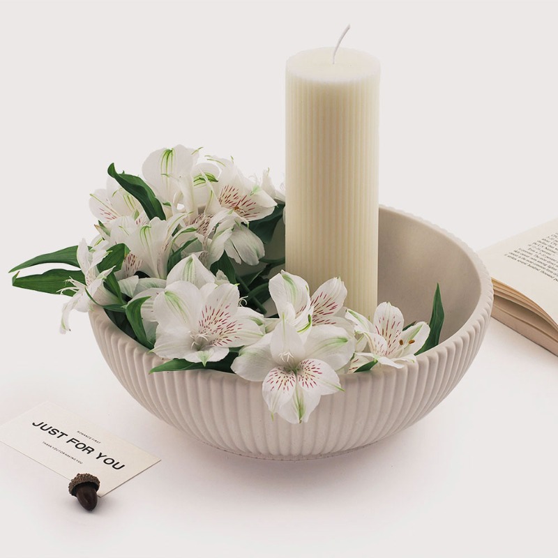 Terrazzo Pot Cement - แม่พิมพ์คอนกรีตทรงชามลายทางขนาดใหญ่คุณภาพสูง เหมาะสำหรับทำกระถางต้นไม้กลางแจ้งจากซีเมนต์ อีพ็อกซี่เรซิ่น เทอร์ราซโซ ซิลิโคน
