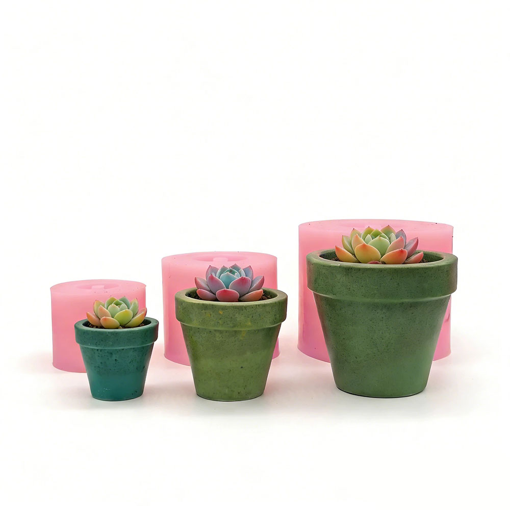 Terrazzo Pot Cement - แม่พิมพ์ซิลิโคนสำหรับปลูกไม้อวบน้ำขนาดเล็ก ชุดแม่พิมพ์ปูนซีเมนต์ ปูนปลาสเตอร์ คอนกรีต เทอร์ราซโซ สำหรับทำกระถางเรซิ่นอีพ็อกซี่