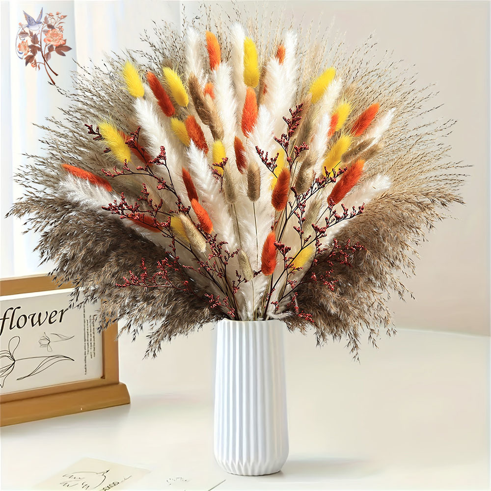 Dried Pampas Bundle - 85 ชิ้นธรรมชาติปุยฤดูใบไม้ร่วง Pampas Grass Bundle Boho