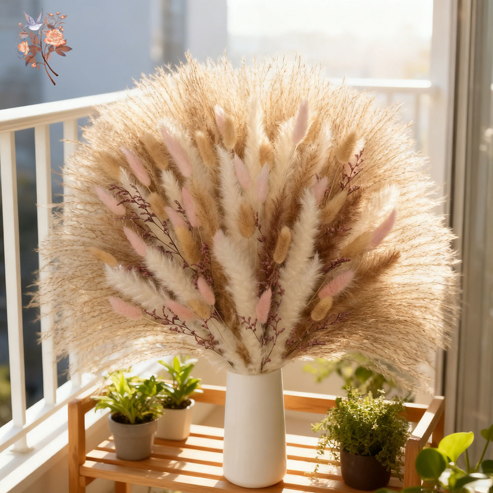 หญ้าหางกระต่ายฟูฟ่องสีชมพู ดอก - Dried Pampas Bundle บทวิจารณ์และราคา