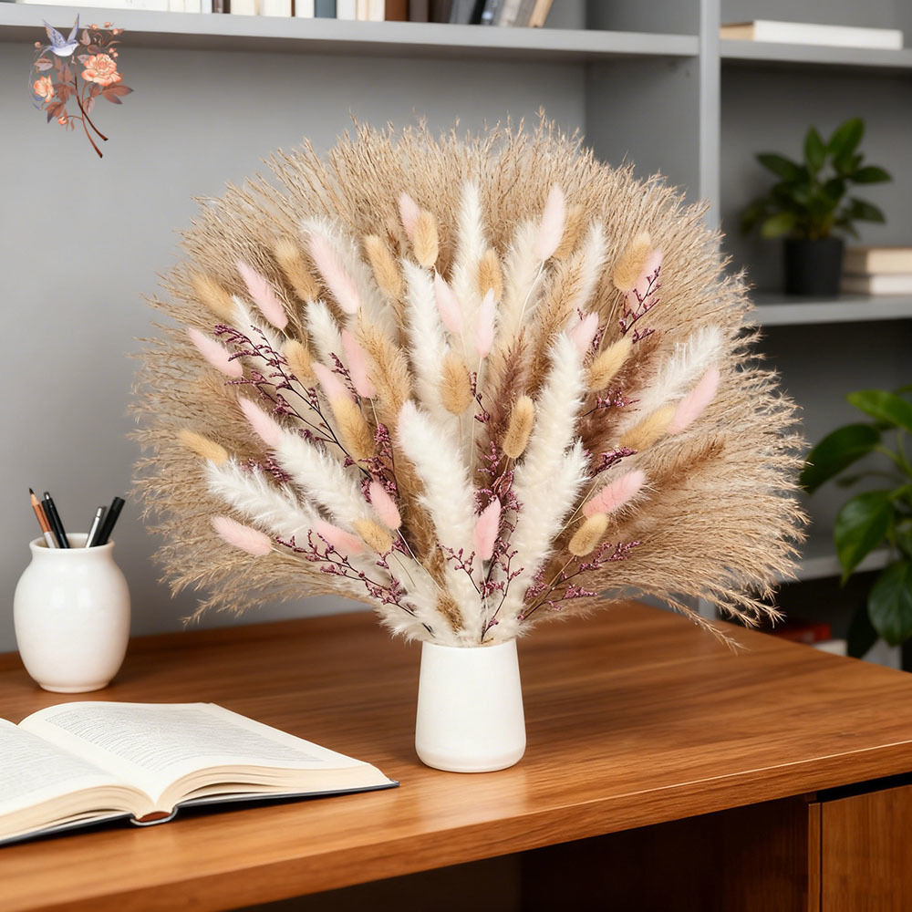 หญ้าหางกระต่ายฟูฟ่องสีชมพู ดอก - Dried Pampas Bundle บทวิจารณ์และราคา