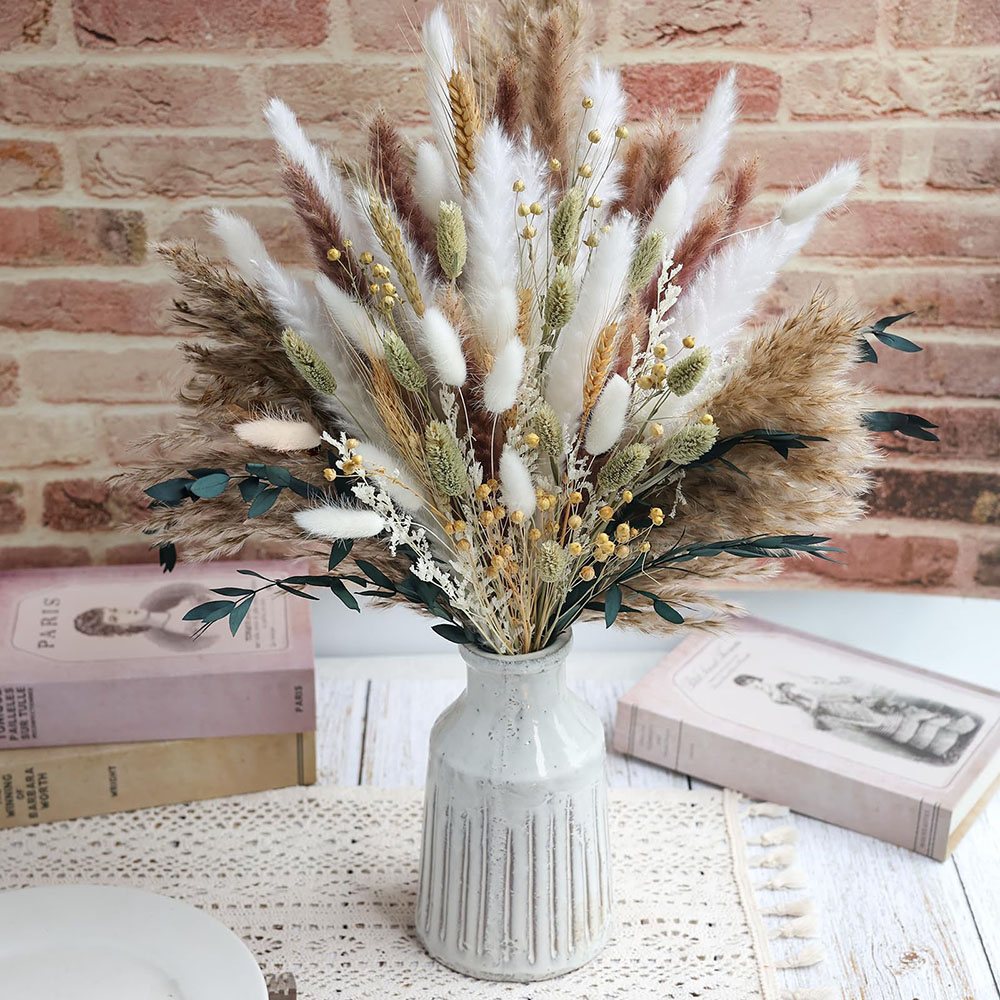 ช่อดอกหญ้าแพมพัสแห้ง 100 ชิ้น  - Dried Pampas Bundle บทวิจารณ์และราคา