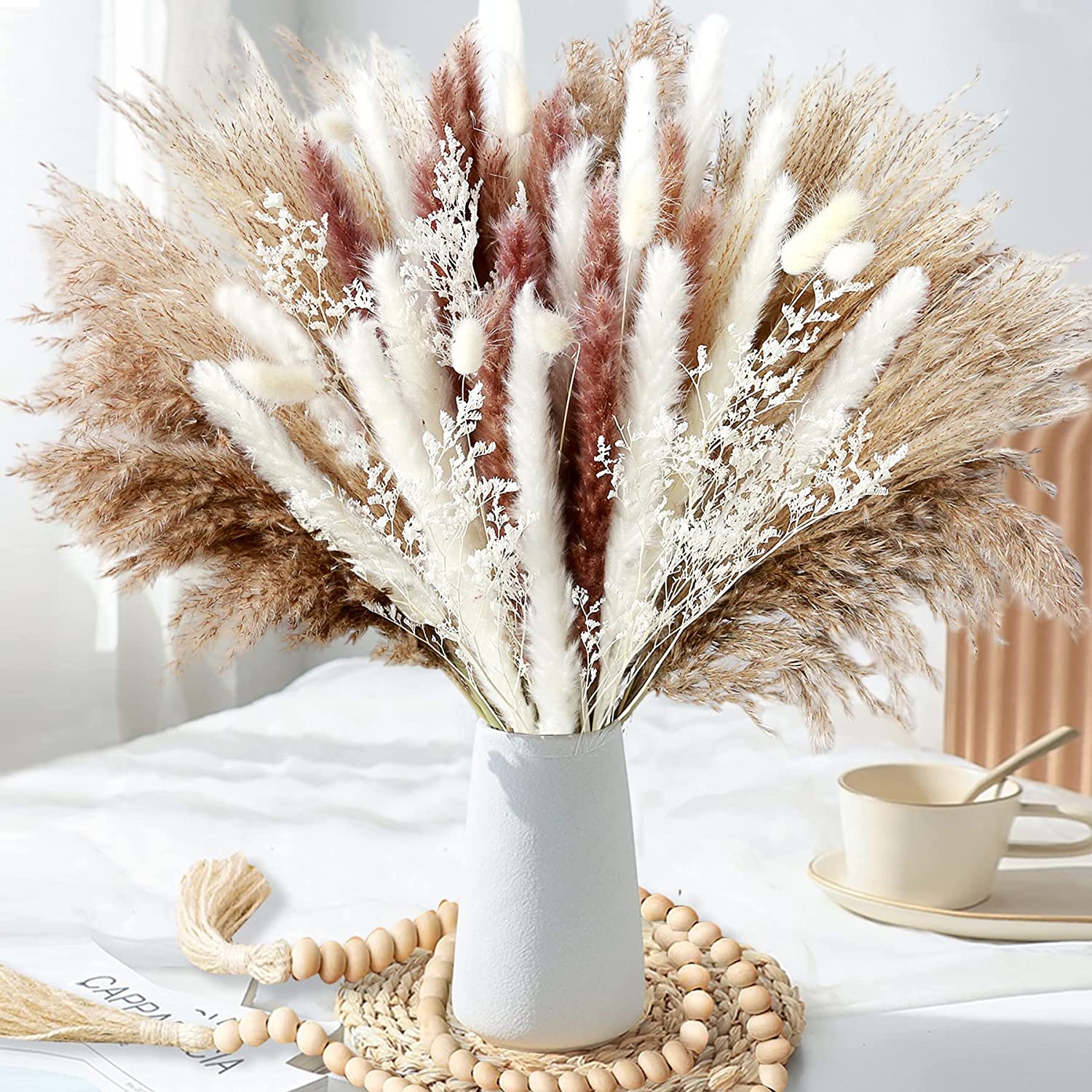 ของตกแต่งบ้าน ดอกไม้แห้ง พืชแห - Dried Pampas Bundle บทวิจารณ์และราคา