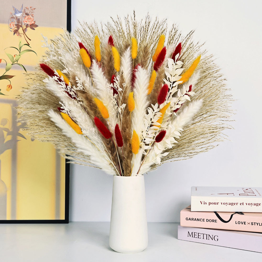 ดอกแพมพัสแห้งแบบธรรมชาติ 70 ช่ - Dried Pampas Bundle บทวิจารณ์และราคา
